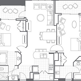 Marriott's BeachPlace Towers — 2 Bedroom Villa Floorplan