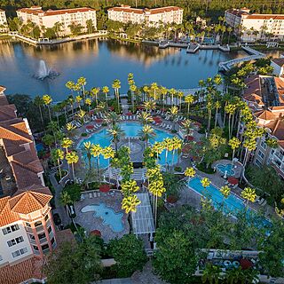 Marriott's Grande Vista &mdash; Aerial View of Lakefront Main Pool, Lap Pool, and Hot Tubs