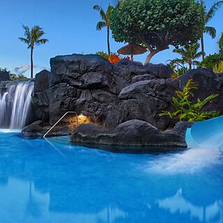 Marriott's Maui Ocean Club - Molokai, Maui & Lanai Towers — Pool With Water Slide and Waterfall