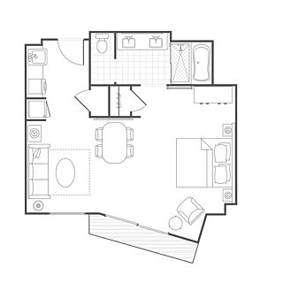 Marriott Vacation Club, Waikiki &mdash; Studio unit floorplan