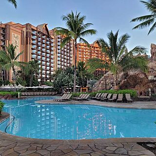 Aulani, a Disney Resort & Spa &mdash; Pool Area With Loungers and Umbrellas