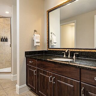 Holiday Inn Club Vacations at Orange Lake Resort - River Island — Sample two-bedroom Signature villa bathroom