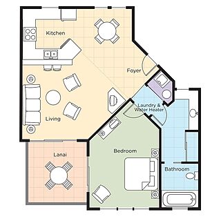 Club Wyndham Bali Hai Villas — One-bedroom villa floorplan