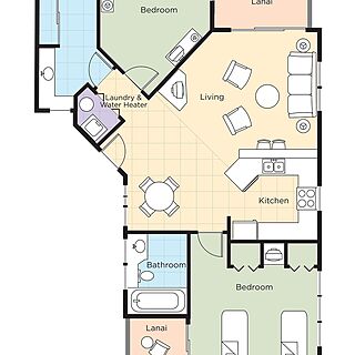 Club Wyndham Bali Hai Villas — Two-bedroom Presidential villa floorplan