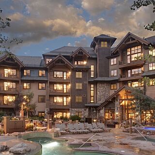 Grand Lodge on Peak 7 exterior at dusk