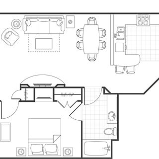 Marriott's Willow Ridge Lodge &mdash; One-bedroom villa floorplan