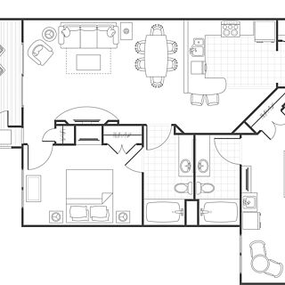 Marriott's Willow Ridge Lodge — Two-bedroom villa floorplan