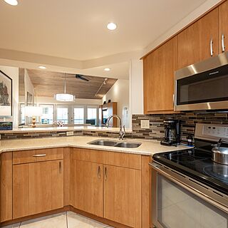 Kitchen with stainless steel appliances